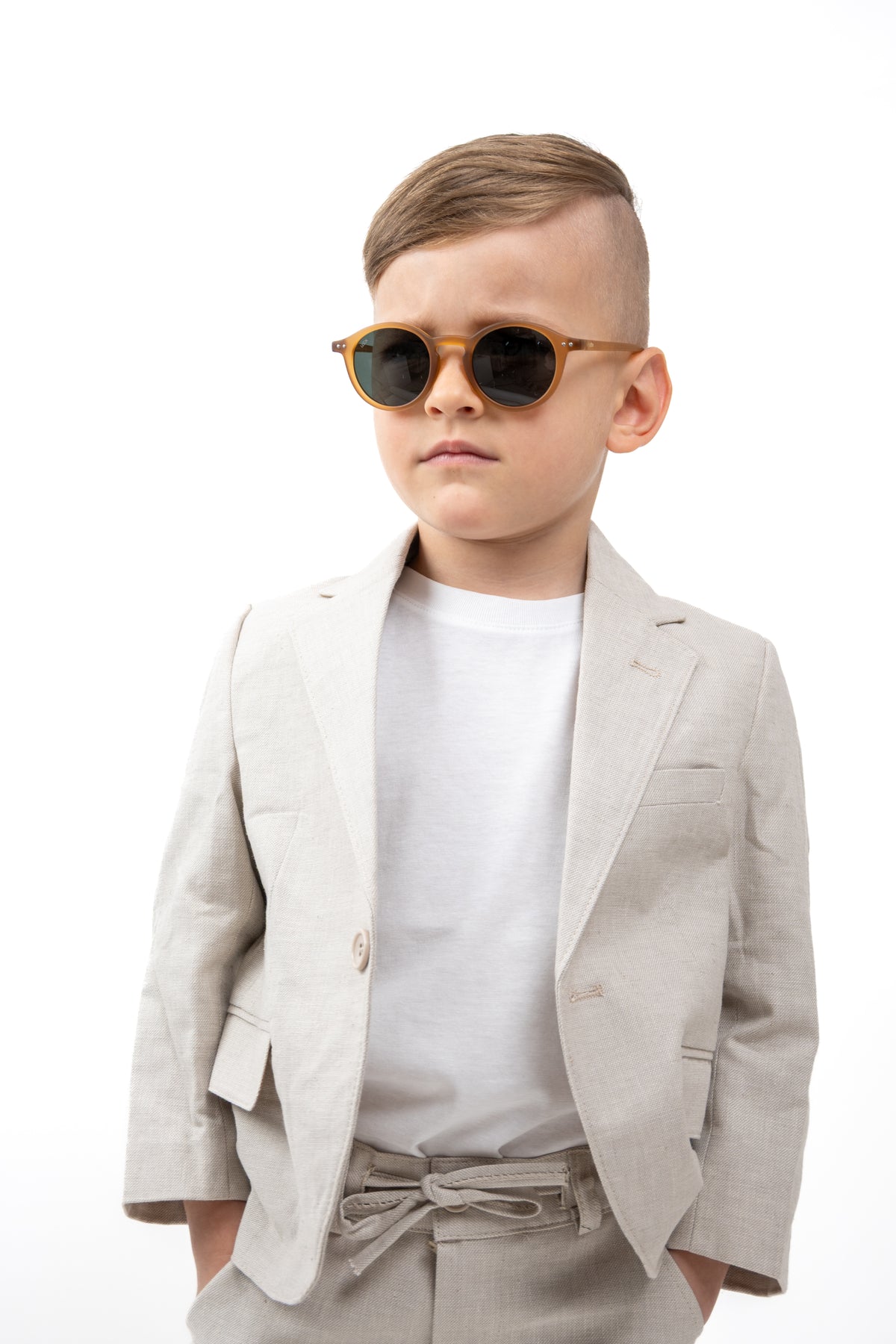 Boys' linen-blend 2-piece suit 4011 — detail