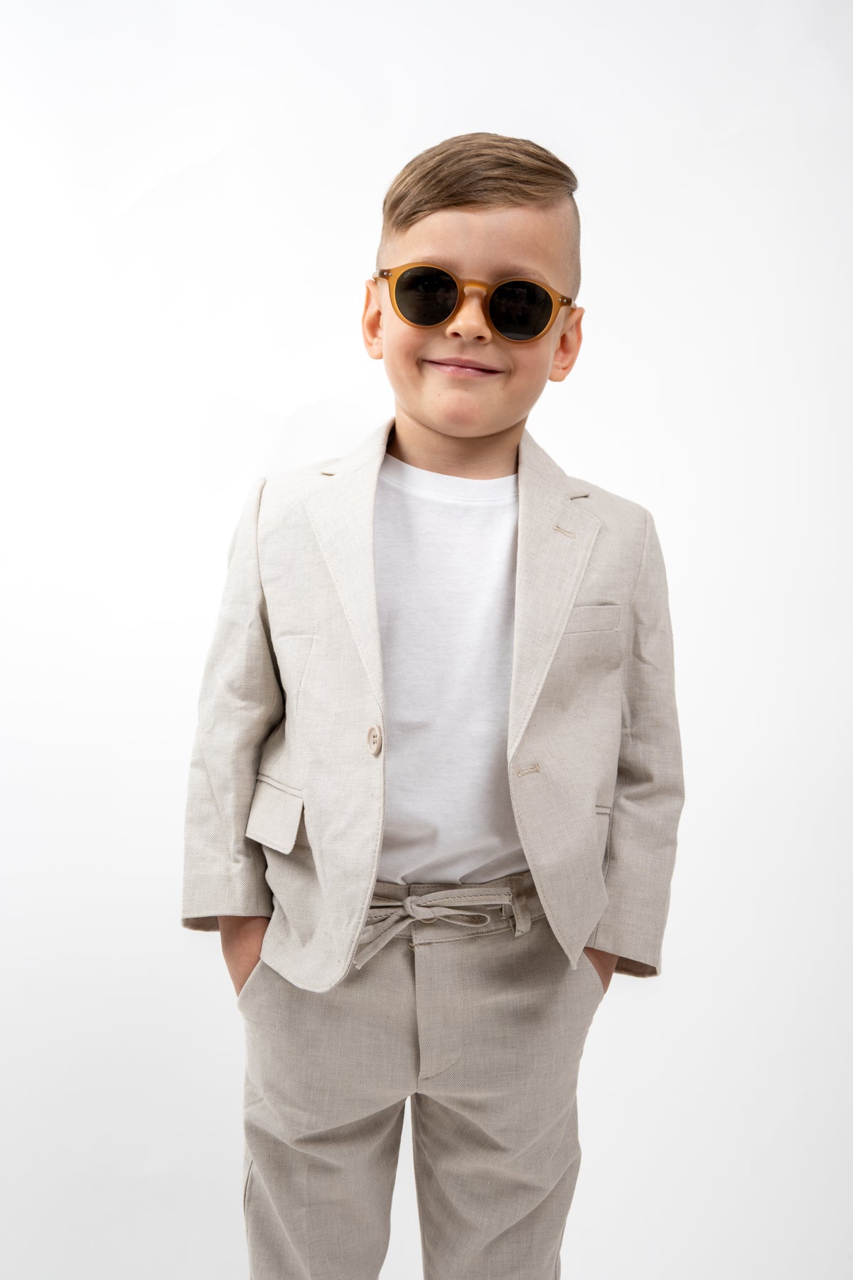 Boys' linen-blend 2-piece suit 4011 — detail