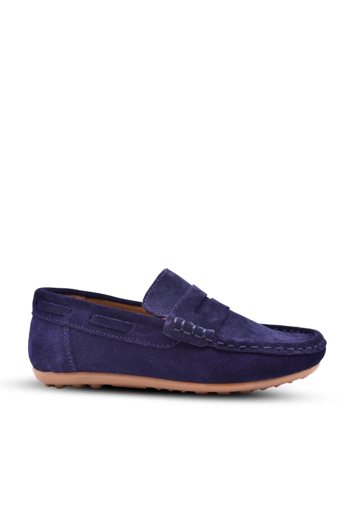 Boys' leather moccasins — navy