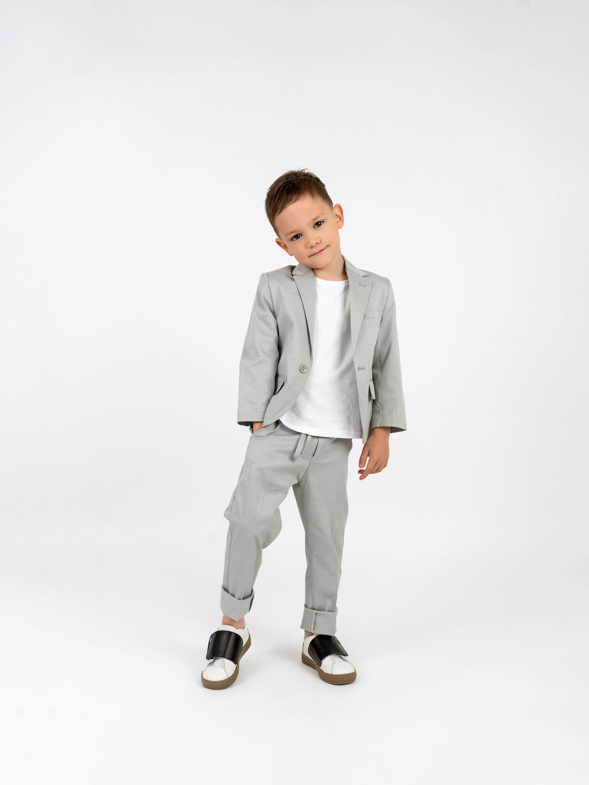 Boys' linen-blend 2-piece suit 4010 — detail