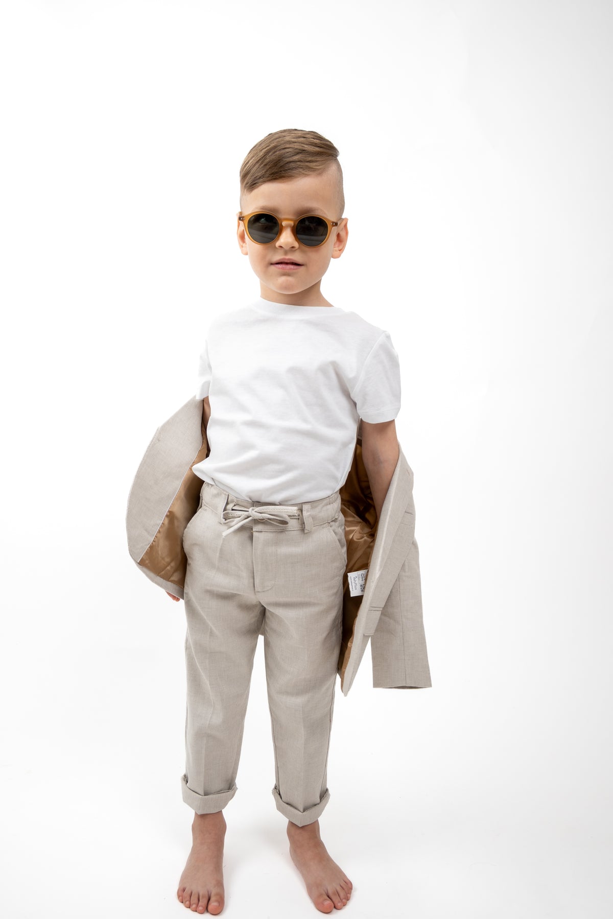 Boys' linen-blend 2-piece suit 4011 — jacket and trousers