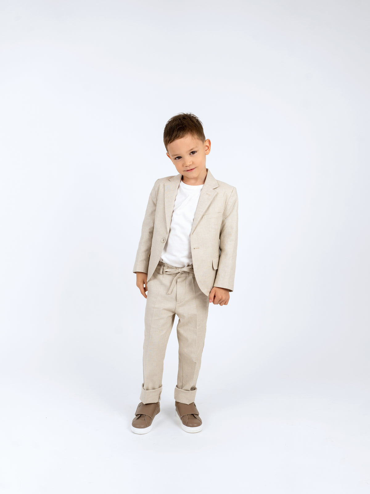 Boys' linen-blend 2-piece suit 4011 — detail