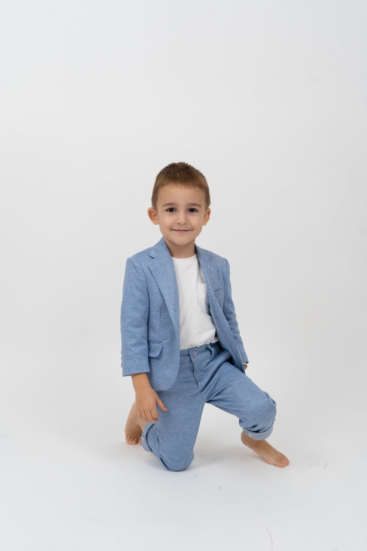 Boys' linen-blend 2-piece suit 4013 — detail