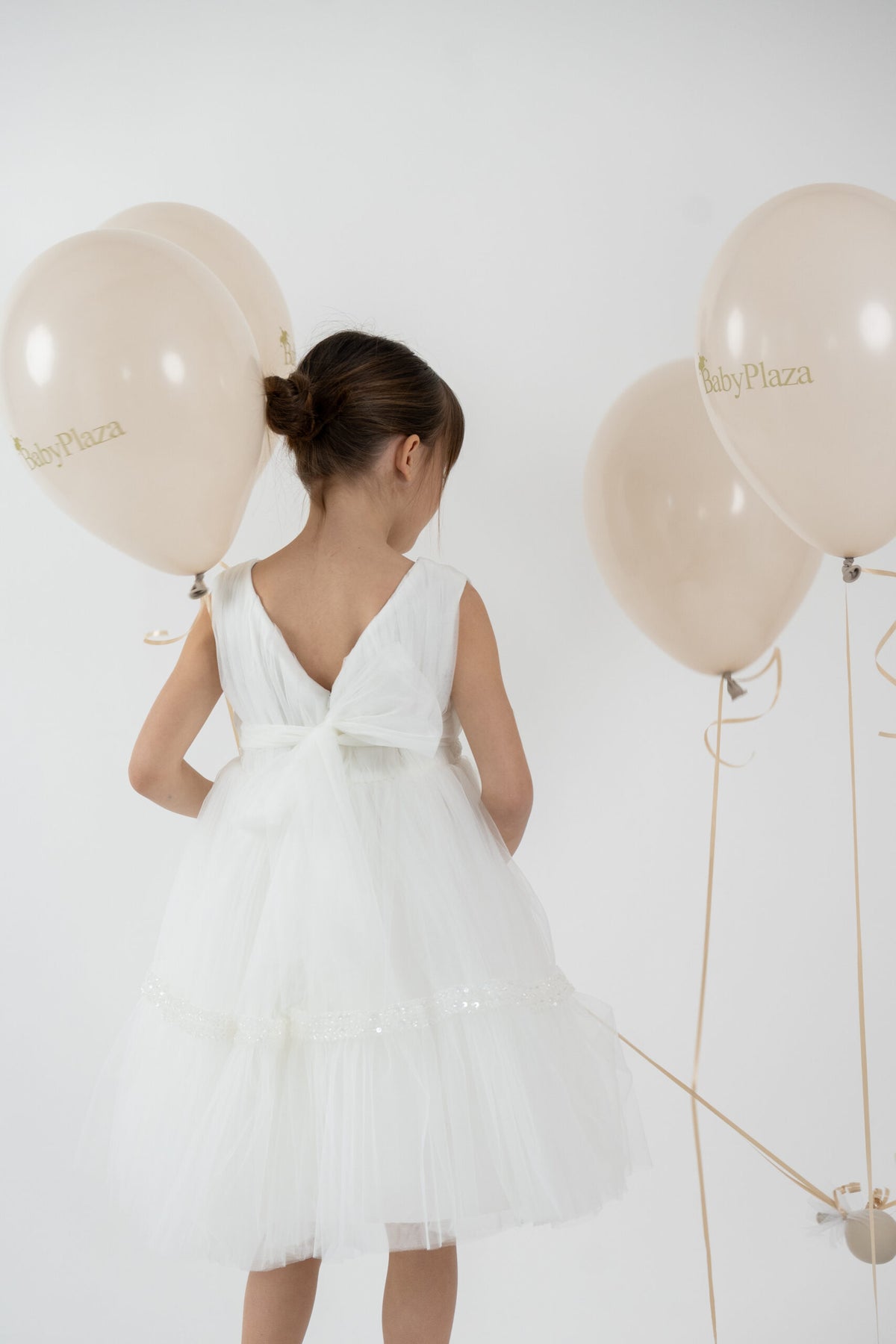 Crystal Charm girls' tulle dress — white