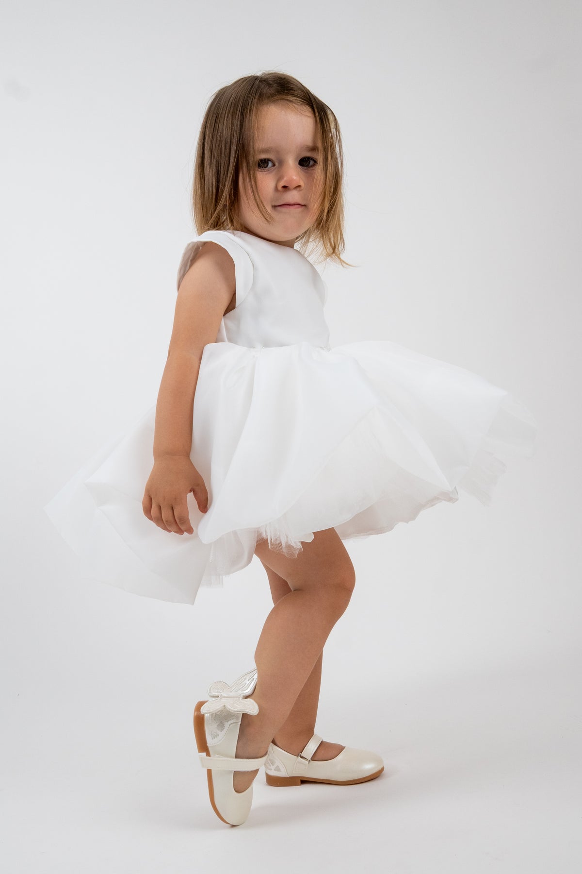 Light as Feather girls' organdy dress — white
