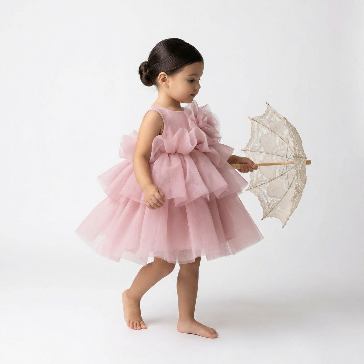 Ruffles girls' dress — rosy