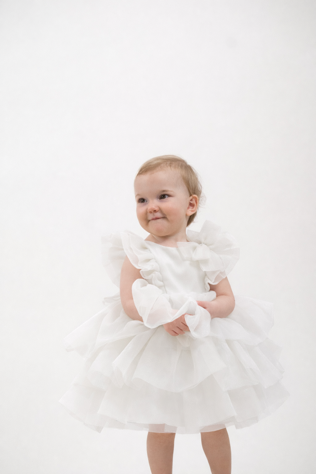 Ruffles girls' dress — white