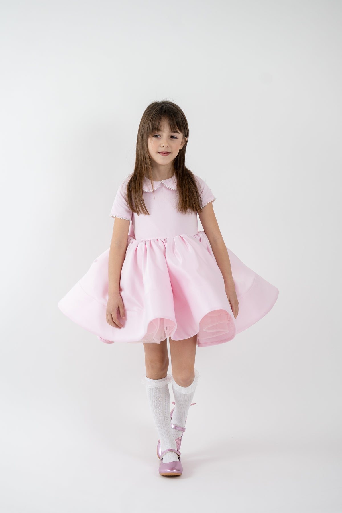 Tinker Bell girls' satin dress with collar
